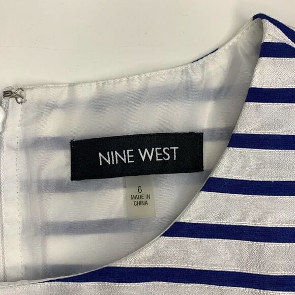 Nine West Royal Denim Nautical Fit & Flare Dress - Picture 2 of 9